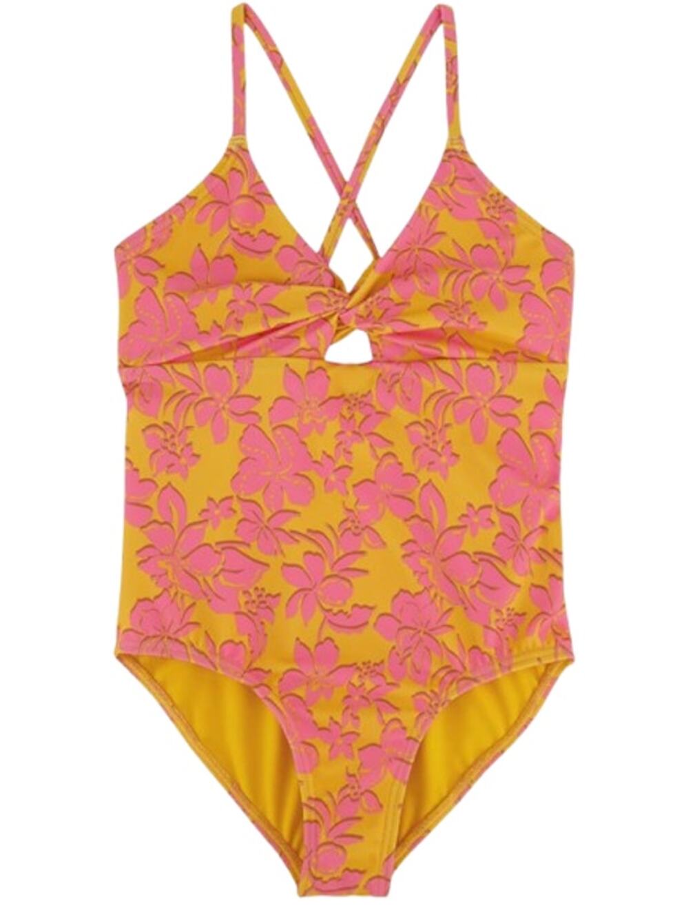 ROXY Big Girls Island Time One-Piece Swimsuit Size 16 Orange Golden Rays NWT